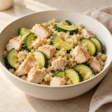 Pavo con quinoa y calabacita