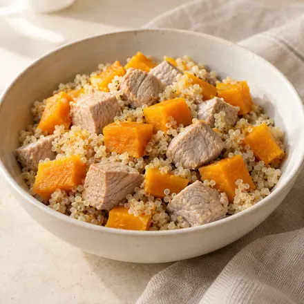 Cerdo con quinoa y calabaza Cerdo con quinoa y calabaza
