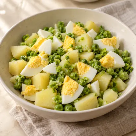 Huevo con papa y chícharos Huevo con papa y chícharos