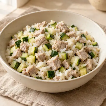 Cerdo con arroz y calabacita Cerdo con arroz y calabacita