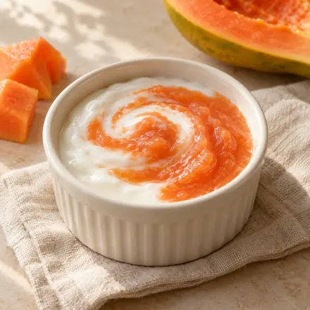 Yogur con papaya machacada