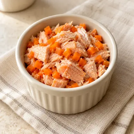 Salmón desmenuzado con zanahoria Salmón desmenuzado con zanahoria