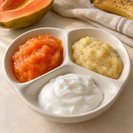 Gotitas de papaya y plátano Gotitas de papaya y plátano