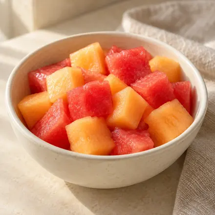 Trocitos de sandía y melón Trocitos de sandía y melón